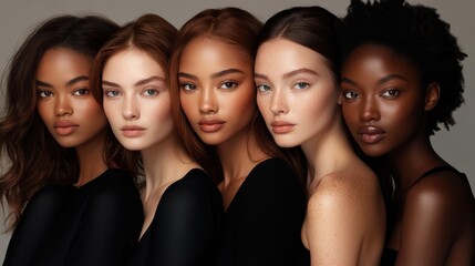Diverse Group of Stunning Women with Natural Beauty and Glowing Skin