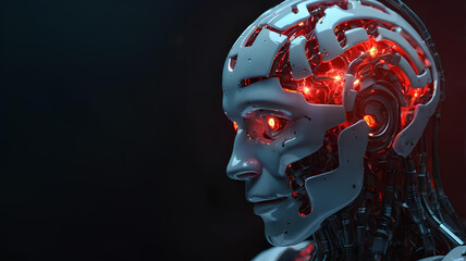 Robot with Illuminated Lights background soft lighting, Artificial intelligence technology 