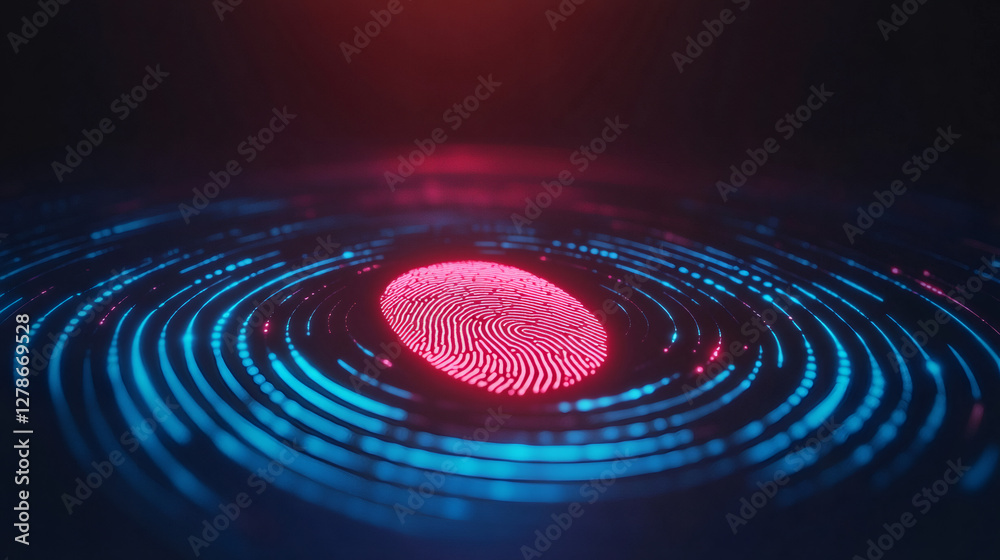Leinwandbilder fingerprint being scanned by a futuristic biometric scanner, ensuring advanced digital security and 