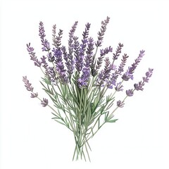 Naklejka premium Fresh Lavender Bouquet with Green Stems and Delicate Purple Flowers