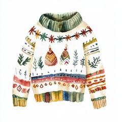 Cozy Hand-Painted Sweater with Colorful Patterns and Designs