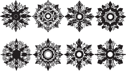 Set of elements for flat design, patterns, ornaments, mandalas. Hand drawn vector illustration