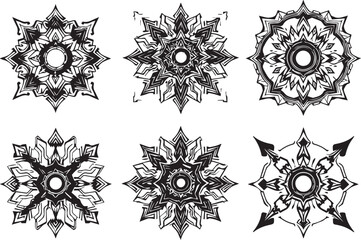 Set of elements for flat design, patterns, ornaments, mandalas. Hand drawn vector illustration