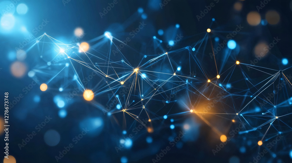 Aufkleber Digital neural network visualization representing interconnected nodes, symbolizing technological communication and innovative data pathways