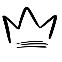 Sketch crown. Simple graffiti crowning, elegant queen or king crowns hand drawn 