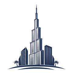 Obraz premium High-rise building silhouette vector illustration on white background silhouette vector illustration, logo type