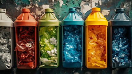 Colorful Recycling Bins for Different Waste Types