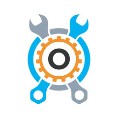 Initial Wrench Logo Combine With Letter O Vector Template