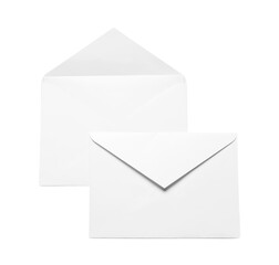 Envelopes isolated on white, top view. Mockup for design