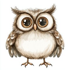 Fototapeta premium Cute Illustration of an Adorable Cartoon Owl with Large Eyes