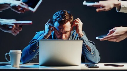 The Overwhelmed Man Working - Powered by Adobe