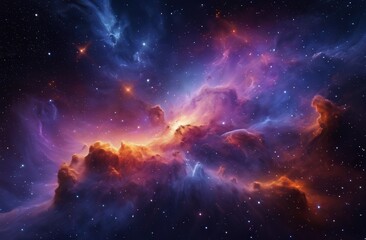 Fototapeta premium Cosmic Nebula with cosmic dust and Vibrant Interstellar glowing gas Clouds. wallpapers, background, banner, poster,Sci-fi book covers, website backgrounds, tech branding, space-themed marketing