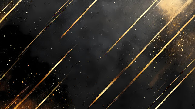Abstract illustration of luxurious black lines on a gradient background with golden accents