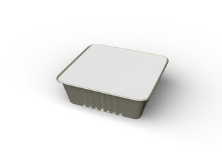 3d rendered image of a deep square food foil tray isolated on a transparent background