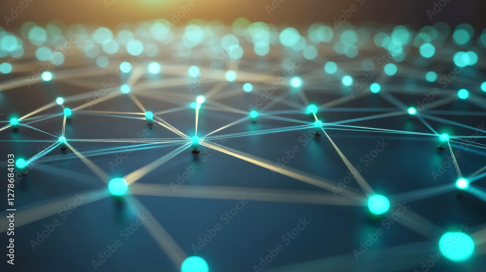 Leinwandbilder complex network nodes exchanging data, forming a futuristic digital network, symbolizing connectivit