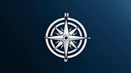 Obraz premium White Compass Rose on Dark Blue Background