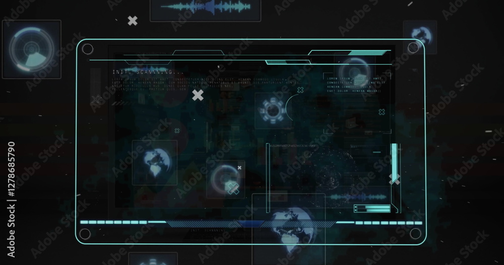 Poster image of computer data processing over screen