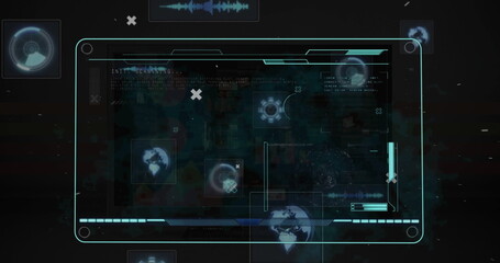 Image of computer data processing over screen
