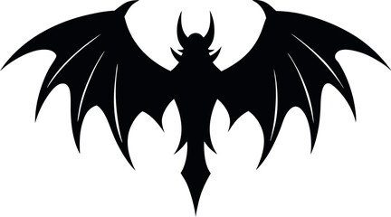 Black Dragon Wings Silhouette Minimalist Vector Illustration | Simple Fantasy Icon for Mythical Creature, Power, and Enchantment Design Elements