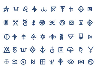 Set Runes Symbols. Abstract Digital Glyphs for Sci-Fi, AI, and Cyber Interfaces