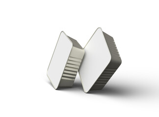 3d rendered image of a deep square food foil tray isolated on a light background