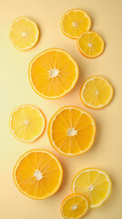 Vibrant, Juicy Orange Halves Freshly Sliced and Arranged Neatly on a Bright, Light Background to Highlight Their Freshness and Natural Appeal