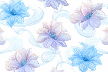 Obraz premium Floral Illustration, Pastel Flower Seamless Pattern