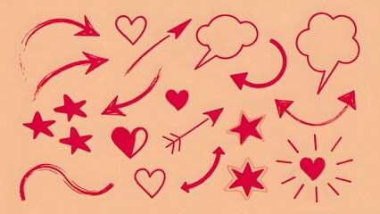 Hand drawn doodle arrows symbols dynamic