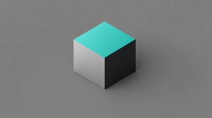 Fototapeta premium Isometric teal, gray, and black cube.