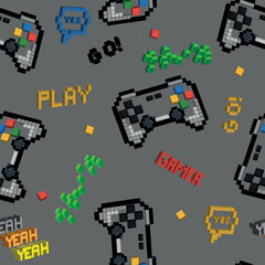 Seamless  pattern with 3D joysticks. gaming cool print for boys and girls. Suitable for textiles, sportswear, web © SokolArtStudio
