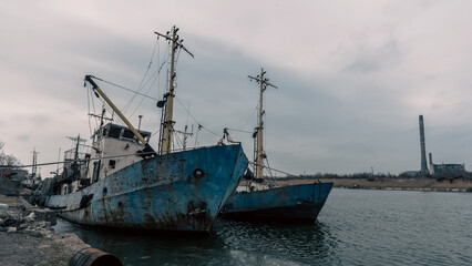 old ship ran aground in Ukraine