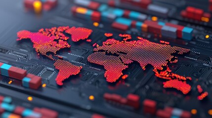 Fototapeta premium Logistics optimization event global transportation hub infrastructure digital environment aerial view transportation network