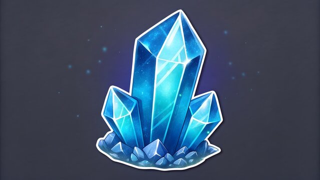 Glowing blue crystal with soft highlights fant
