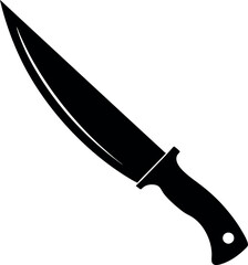 Minimalist Black Knife Silhouette Vector Illustration | Simple Icon for Cutting, Cooking, Hunting, Survival, and Weapon Design Elements