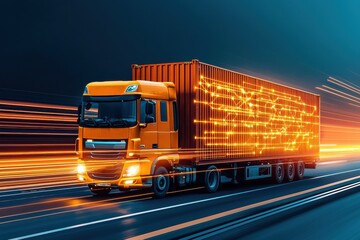 Efficient logistic transportation hub urban landscape digital art night environment dynamic viewpoint