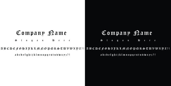 Gothic Blackletter Font Template for Branding | Elegant Vintage Typeface for Logo, Business, and Design Projects | Uppercase & Lowercase Alphabet Set | Vector File for Microstock