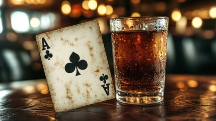 Ace of Clubs, Drink, Pub, Night, Gamble, Card Game
