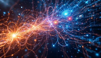 Obraz premium Abstract Data Network: Futuristic Technology & Digital Connectivity