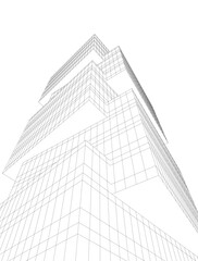 Fototapeta premium Futuristic Urban Wireframe – Geometric High-Rise Concepts