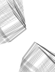Futuristic Urban Wireframe. Geometric High-Rise Concepts