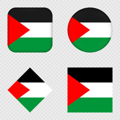 Palestine Flag Icons Pack. Vector illustration.
