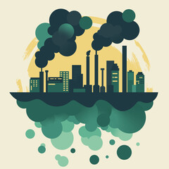 Environmental pollution from harmful emissions, concept pollution, vector illustration