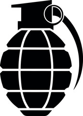 Minimalist Black Grenade Silhouette Vector Illustration | Simple Explosive Icon for Military, War, Tactical, Combat, Weapon, Security, Danger, Warfare, Army, and Battle Design Elements