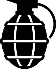 Minimalist Black Grenade Silhouette Vector Illustration | Simple Explosive Icon for Military, War, Tactical, Combat, Weapon, Security, Danger, Warfare, Army, and Battle Design Elements