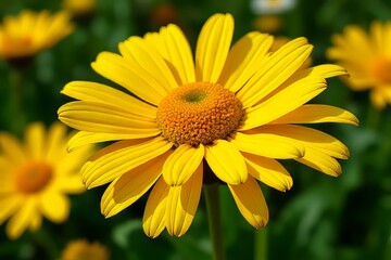 Obraz premium Close-up of a vibrant yellow flower with detailed petals and center