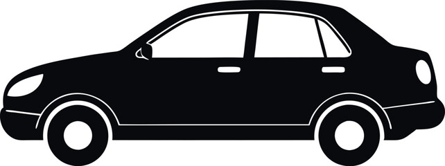 Minimalist Black Car Silhouette Vector Illustration | Simple Vehicle Icon for Transportation, Auto, Driving, Travel, Road, Speed, Sedan, Car Design, Motion, and Modern Design Elements