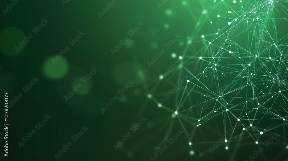 Poster Digital plexus sphere networking global data connections, glowing green lines interweaving technological communication patterns