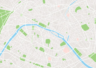 Paris city map, France, vector file