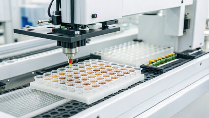 food science technology concept, Automated high throughput screening process with liquid handling system