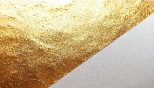 Sophisticated gold and white textured paper background. Ideal for luxury invitations, banners, and elegant designs. Ample copy space in upper left.